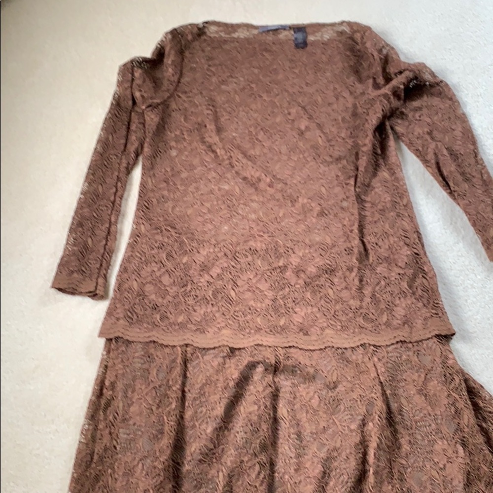 Liz Claiborne Collection brown lace top and skirt